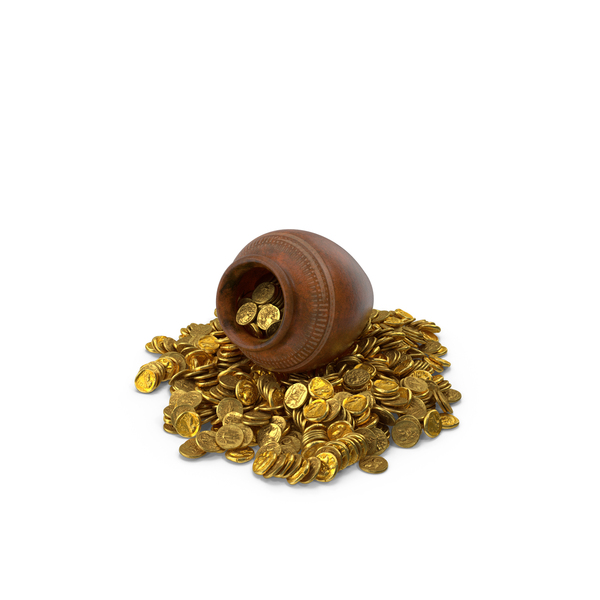 Of: Gold Coins In Treasure Old Clay Pot PNG & PSD Images