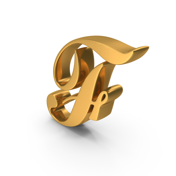 Language: Gold Cursive Capital Letter F PNG & PSD Images
