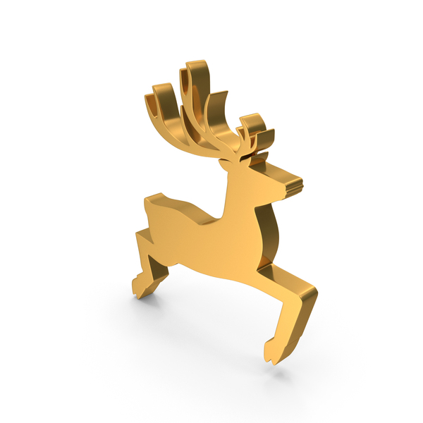 Symbols: Gold Deer Christmas Symbol PNG & PSD Images