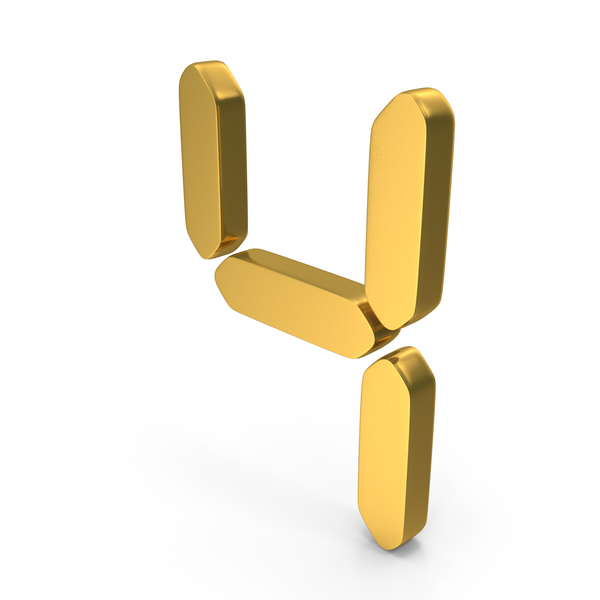 Gold Digital Number 4 PNG & PSD Images