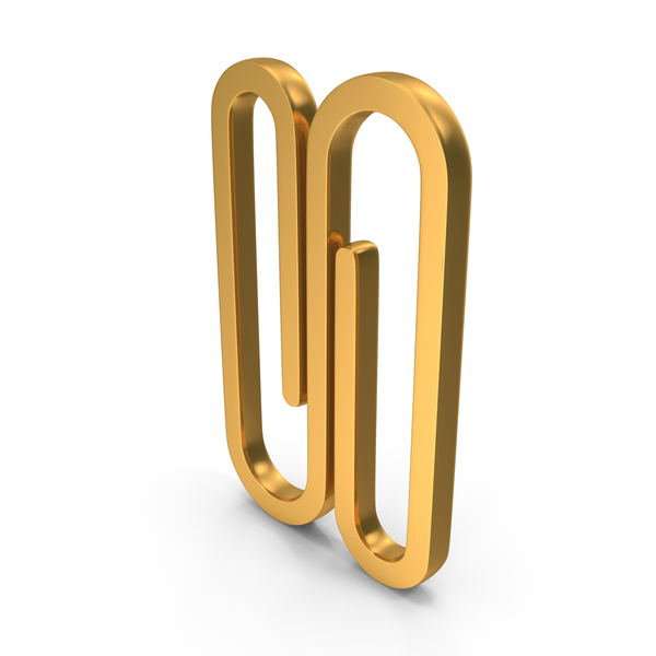 Symbols: Gold Double Paper Clip Icon PNG & PSD Images