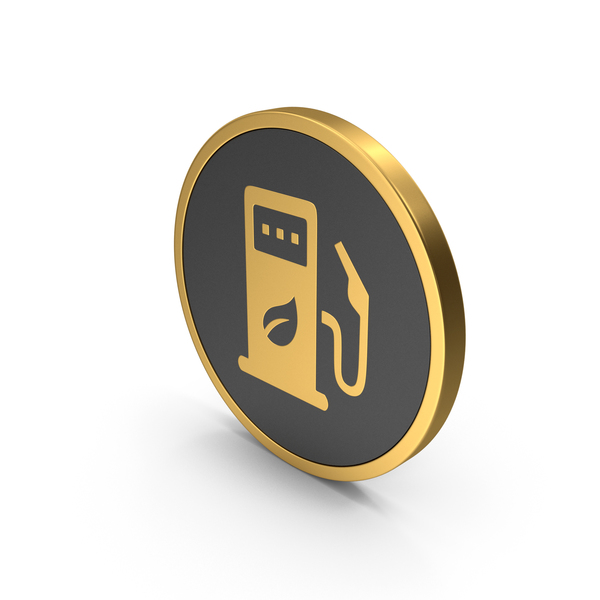 Retro Gas Pump: Gold Eco Station Icon PNG & PSD Images