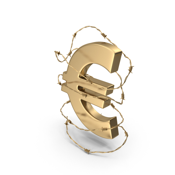 Currency Symbols: Gold Euro Symbol In Golden Barbed Wire PNG & PSD Images