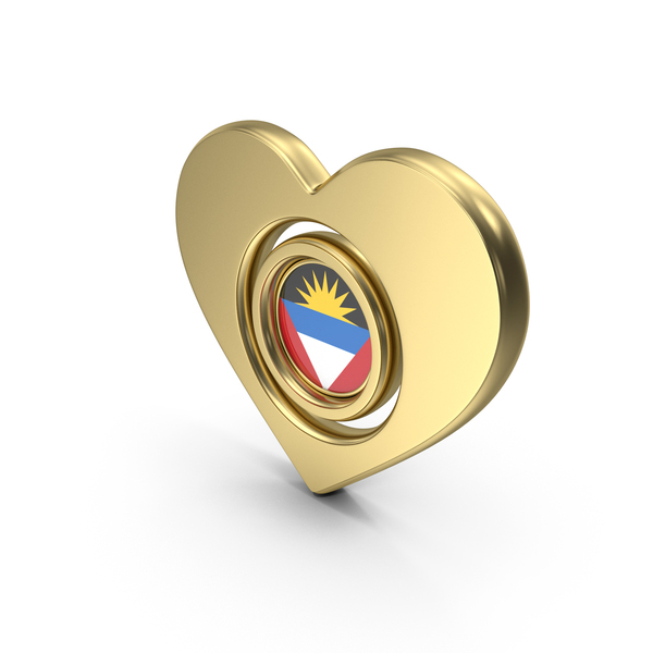 Symbols: Gold Flag Heart Icon Of Antigua And Barbuda PNG & PSD Images Symbols: Gold Flag Heart Icon Of Antigua And Barbuda PNG & PSD Images