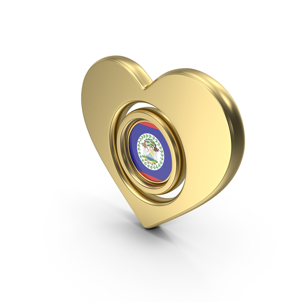 Symbols: Gold Flag Heart Icon Of Belize PNG & PSD Images