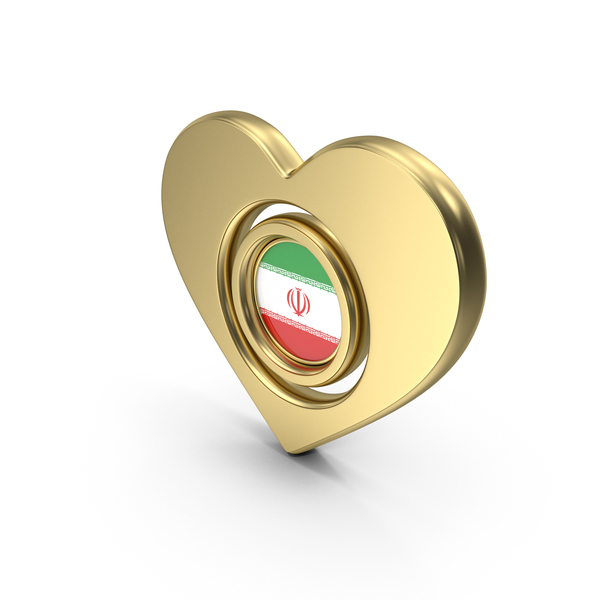 Symbols: Gold Flag Heart Icon Of Iran PNG & PSD Images