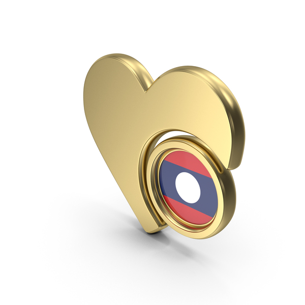 Symbols: Gold Flag Heart Icon Of Laos PNG & PSD Images