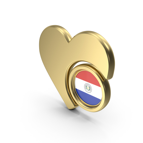 Symbols: Gold Flag Heart Icon Of Paraguay PNG & PSD Images