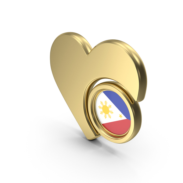 Symbols: Gold Flag Heart Icon Of Philippines PNG & PSD Images