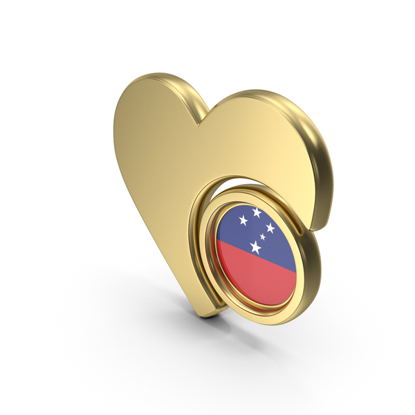 Symbols: Gold Flag Heart Icon Of Samoa PNG & PSD Images