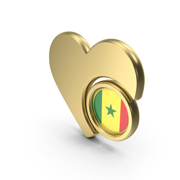 Symbols: Gold Flag Heart Icon Of Senegal PNG & PSD Images