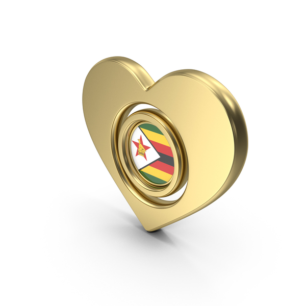 Symbols: Gold Flag Heart Icon Of Zimbabwe PNG & PSD Images