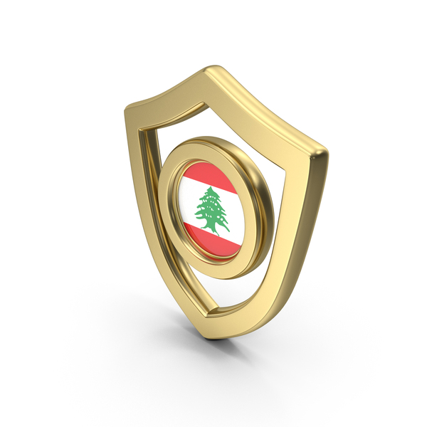 Symbols: Gold Flag Shield Icon Of Lebanon PNG & PSD Images