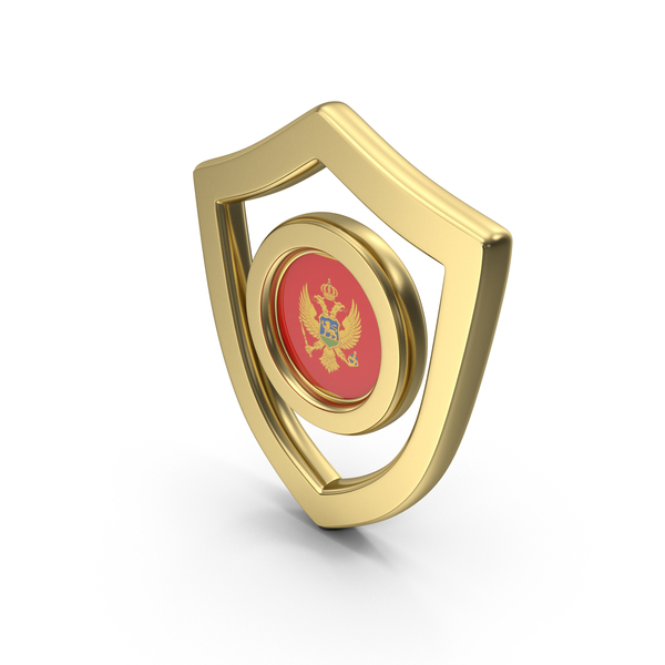 Symbols: Gold Flag Shield Icon Of Montenegro PNG & PSD Images