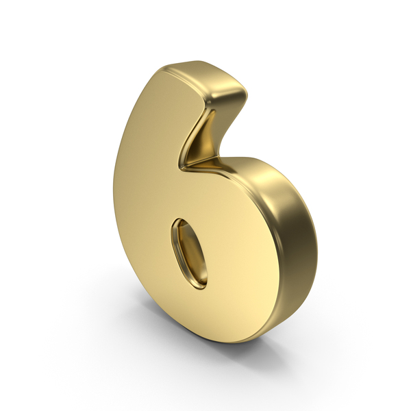 Gold Font Cooper Number 6 PNG & PSD Images