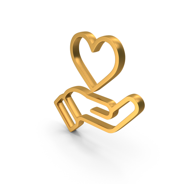 Symbols: Gold Hand With Heart Outline Icon PNG & PSD Images Symbols: Gold Hand With Heart Outline Icon PNG & PSD Images