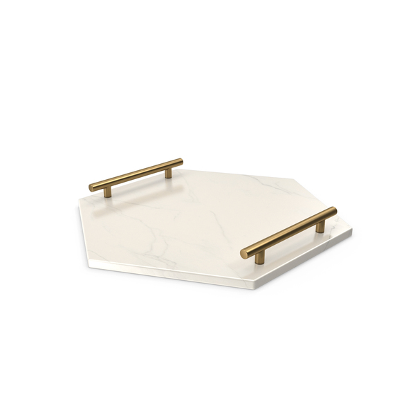 Gold Handle White Hexagon Shape Marble Tray PNG & PSD Images Gold Handle White Hexagon Shape Marble Tray PNG & PSD Images
