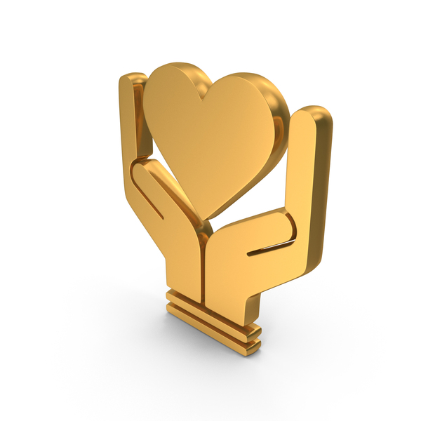 Symbols: Gold Hands Holding A Heart Symbol PNG & PSD Images