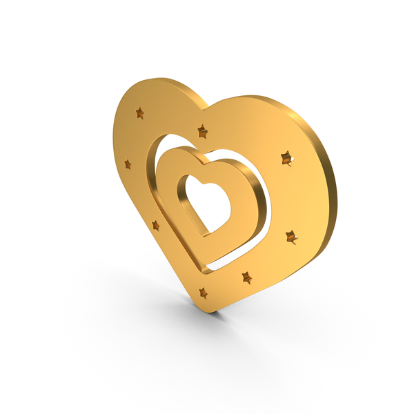 Symbols: Gold Heart In Heart With Stars Icon PNG & PSD Images Symbols: Gold Heart In Heart With Stars Icon PNG & PSD Images