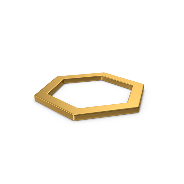 Geometric Shape: Gold Hexagon PNG & PSD Images