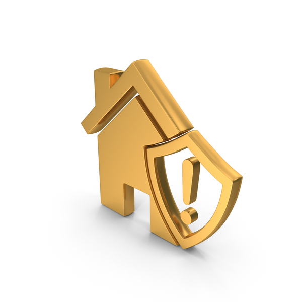 Symbols: Gold Home Exclamation Mark Symbol PNG & PSD Images