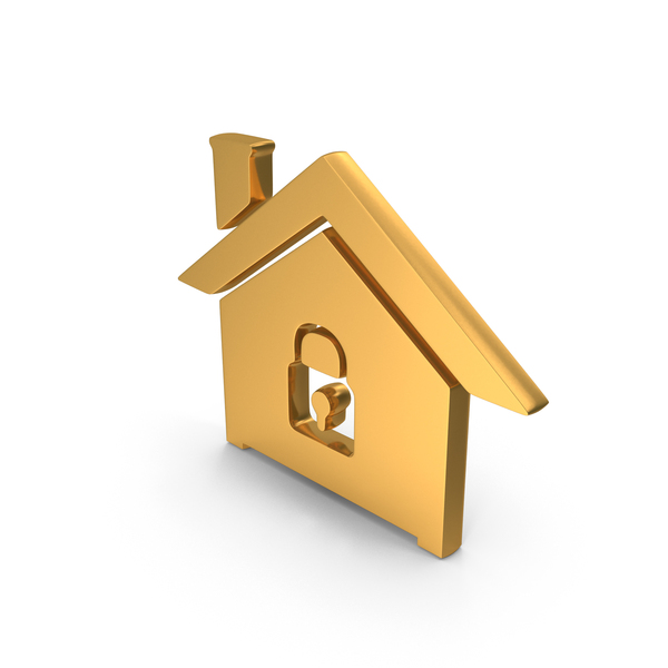 Symbols: Gold Home Lock Icon PNG & PSD Images
