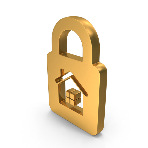 Symbols: Gold Home Lock Metallic Symbol PNG & PSD Images