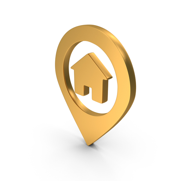 Symbols: Gold Home Map Location Icon PNG & PSD Images