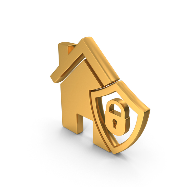 Symbols: Gold Home Secure Lock Symbol PNG & PSD Images