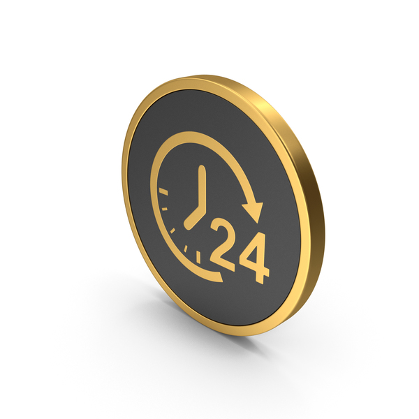 Clock Symbol: Gold Icon 24 Hour Time PNG & PSD Images