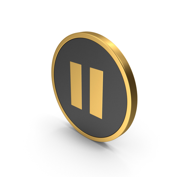 Symbol: Gold Icon Pause Button PNG & PSD Images