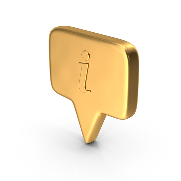Symbols: Gold Information Speech Bubble Icon PNG & PSD Images