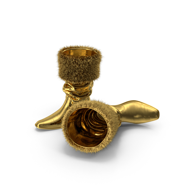 Gold Leather Boots With Fur PNG & PSD Images
