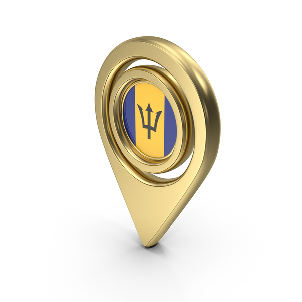 Symbols: Gold Location Flag Icon Of Barbados PNG & PSD Images