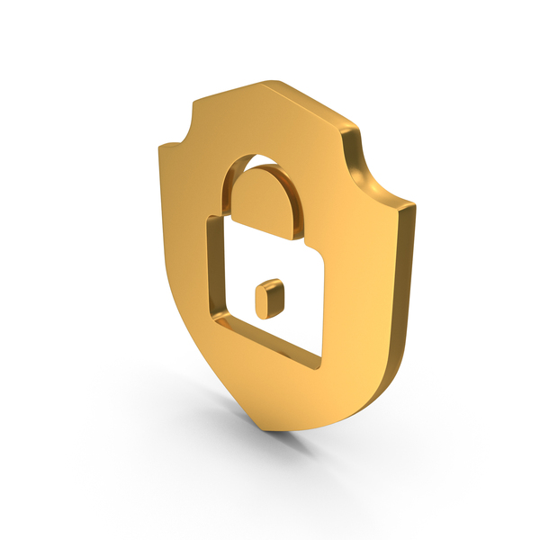 Symbols: Gold Lock Shield Icon PNG & PSD Images