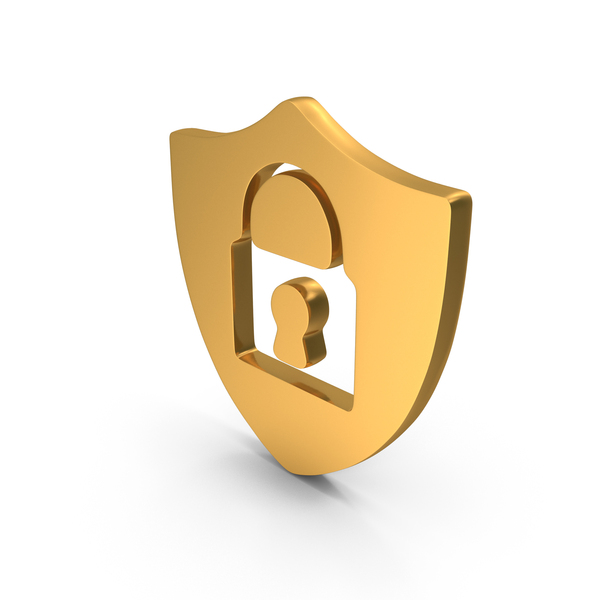 Symbols: Gold Lock Shield Icon PNG & PSD Images