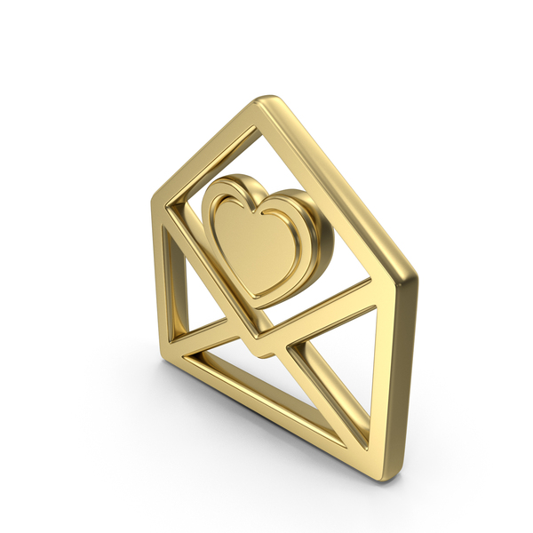 Symbols: Gold Love Mail Open Symbol PNG & PSD Images