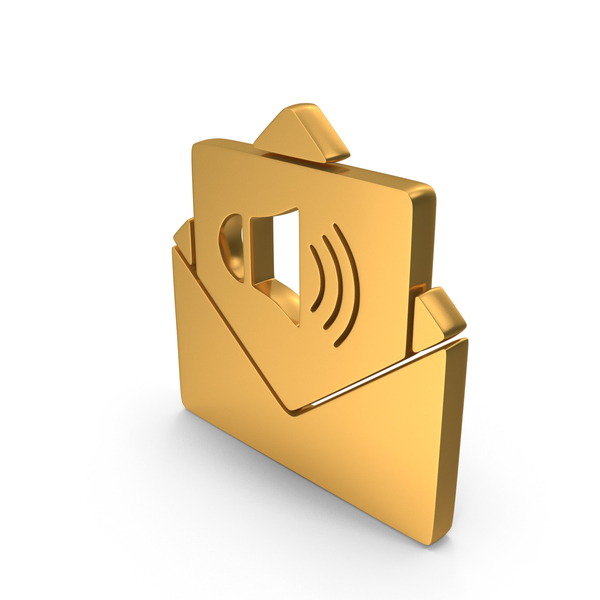 Symbols: Gold Mail Notification Bell Icon PNG & PSD Images