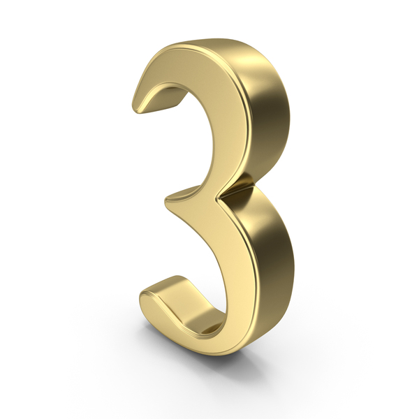 Gold Number 3 PNG & PSD Images