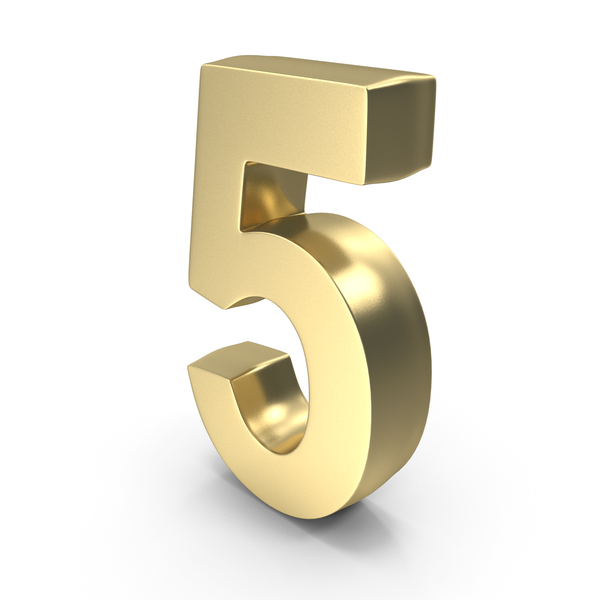 Gold Number 5 PNG & PSD Images