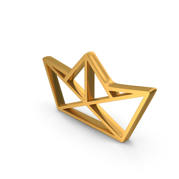 Symbols: Gold Paper Boat Outline Icon PNG & PSD Images