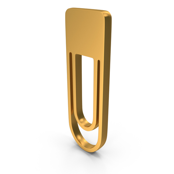 Symbols: Gold Paper Clip Icon PNG & PSD Images