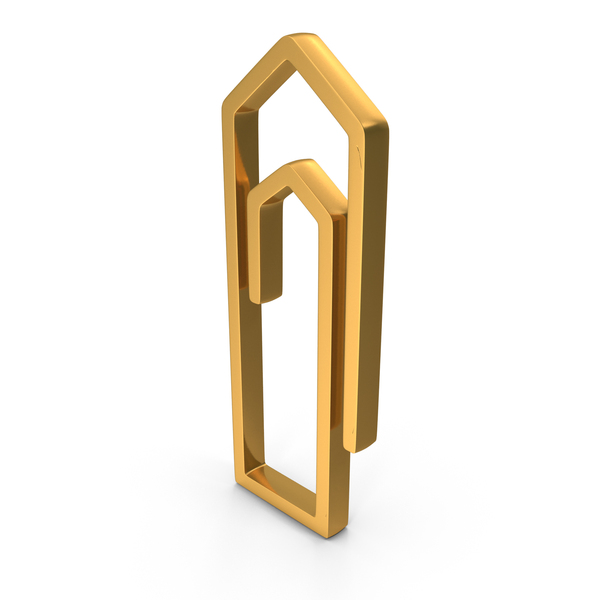 Symbols: Gold Paper Clip Icon PNG & PSD Images