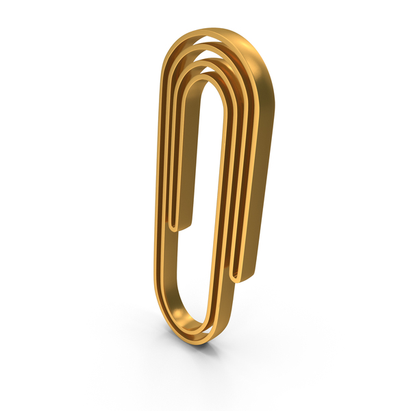 Symbols: Gold Paper Clip Outline Icon PNG & PSD Images