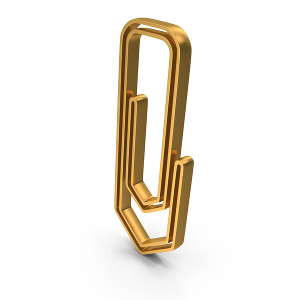 Symbols: Gold Paper Clip Outline Icon PNG & PSD Images