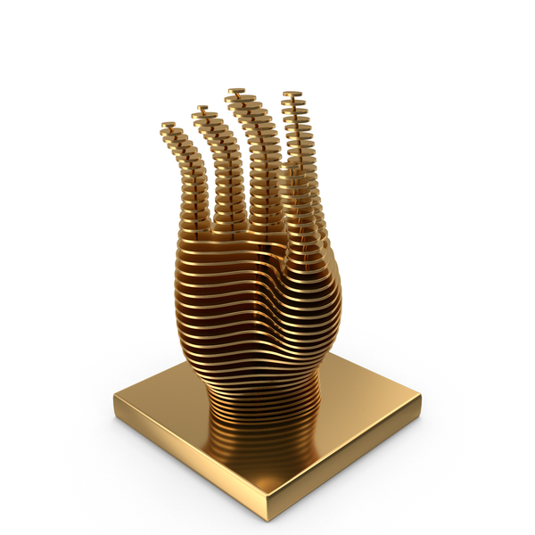 Abstract Sculpture: Gold Parametric Hand Figurine PNG & PSD Images Abstract Sculpture: Gold Parametric Hand Figurine PNG & PSD Images