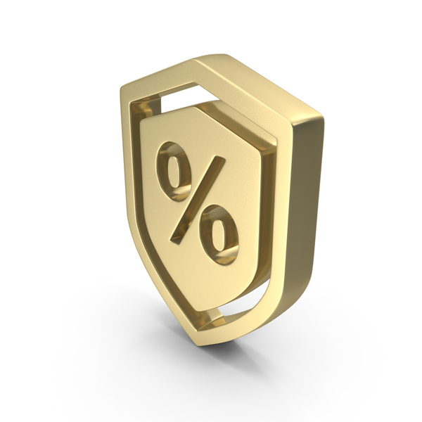 Symbols: Gold Percent Shield Symbol PNG & PSD Images