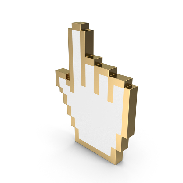 Cursor: Gold Pixelated Hand Click Symbol PNG & PSD Images
