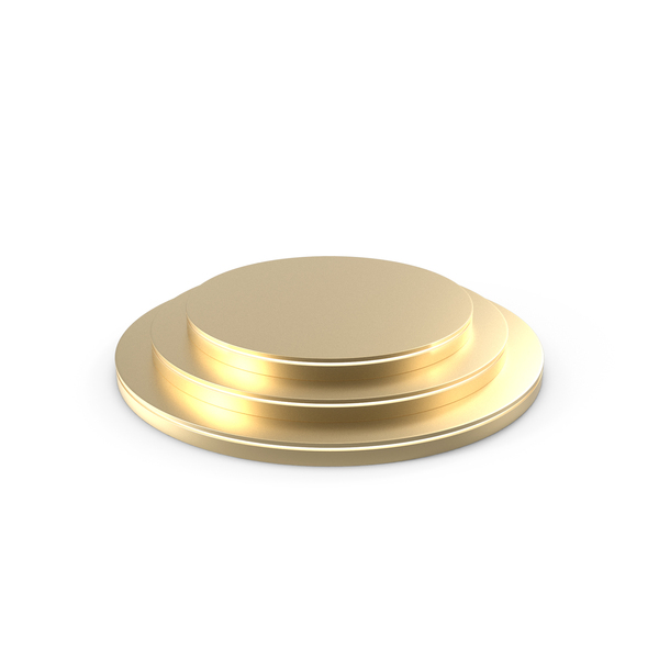 Pedestal: Gold Product Display Podium With Round Steps And Strip Lighting On Side Surfaces PNG & PSD Images