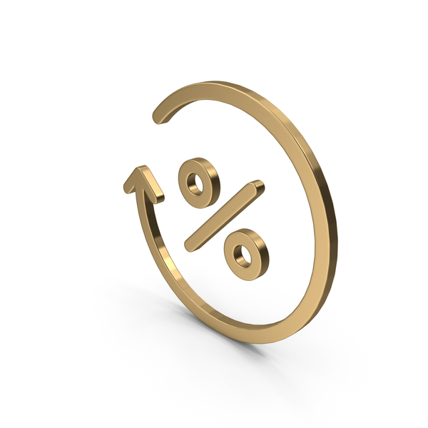 Computer Icon: Gold Reset with Percent Symbol PNG & PSD Images